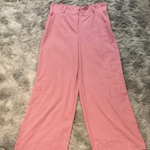 Pink striped slacks